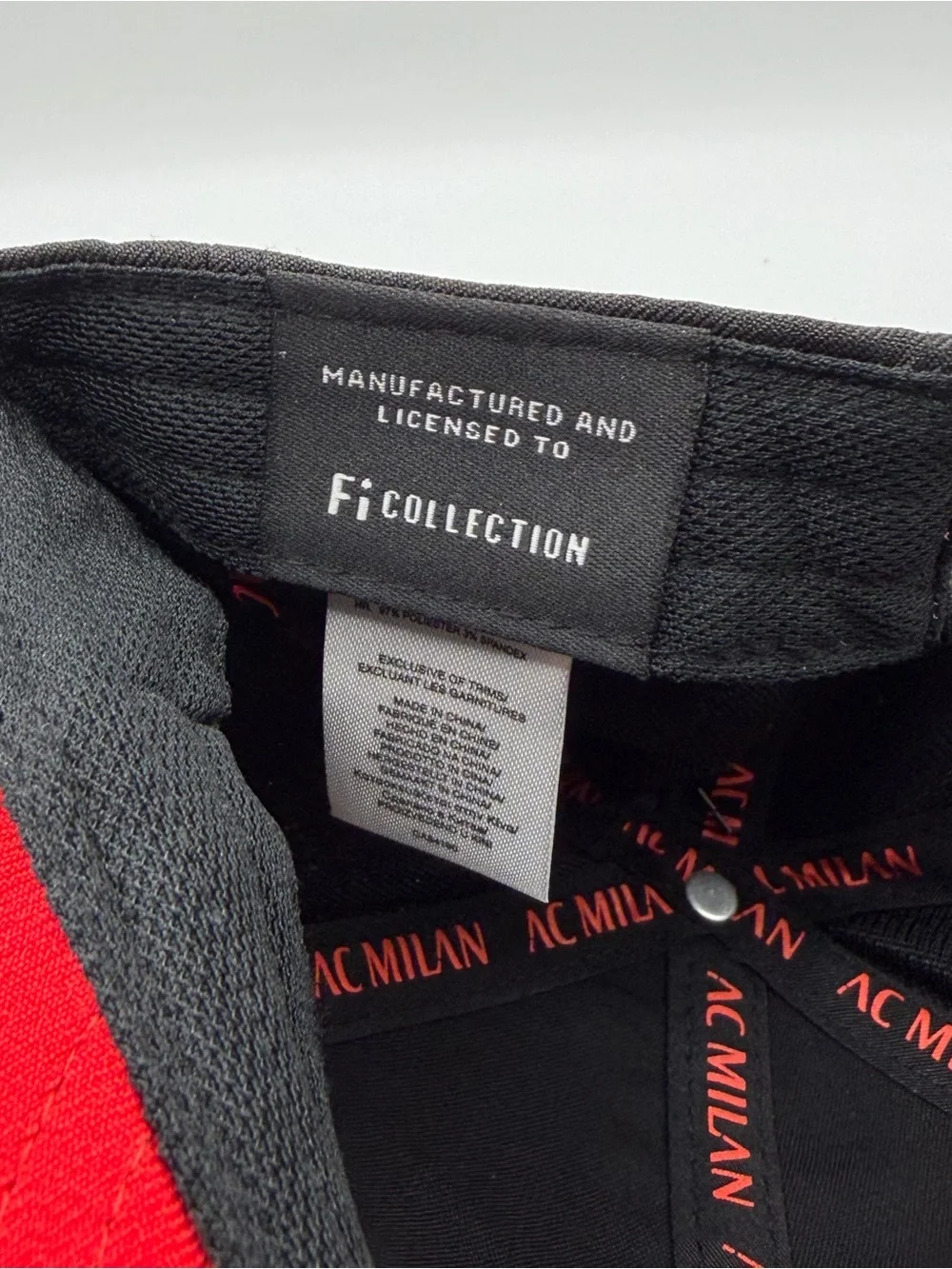 AC Milan Fi Collection Italy Soccer Snapback Adults Flat Bill Black Red Hat Cap
